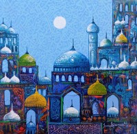 Javed Qamar, 8 x 8 inch, Acrylic On Canvas, Cityscape Painting, AC-JQ-279